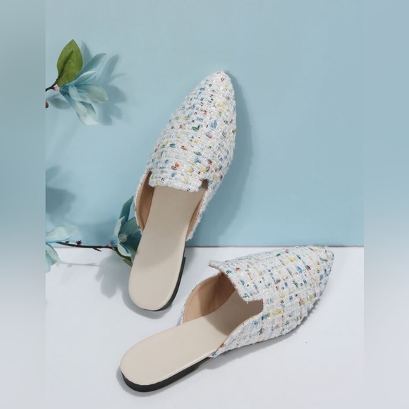 Women Color Block Point Toe Flat Mules, Fashion Outdoor Flats - Picture 5 of 8